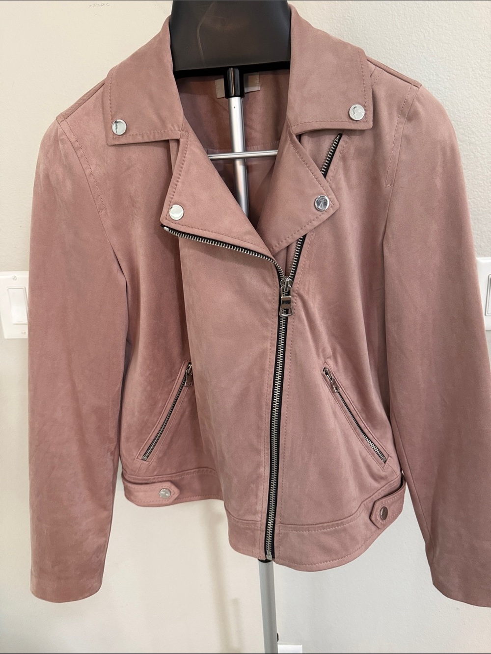 LOFT Dusty Rose Suede Moto Jacket